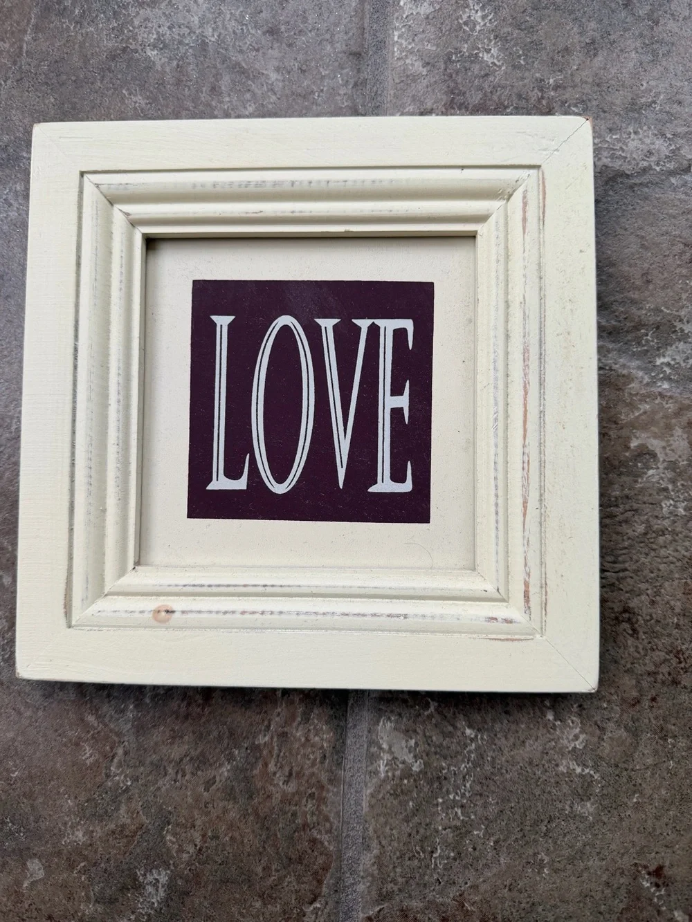 Set of 3 Vintage Inspirational Wall Art- Faith Love Hope - Cream Picture Frames